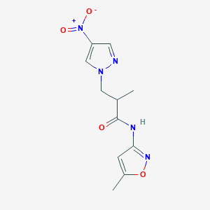 2-methyl-N-(5-methyl-1,2-oxazol-3-yl)-3-(4-nitro-1H-pyrazol-1-yl)propanamide