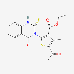 ethyl 5-acetyl-4-methyl-2-(4-oxo-2-sulfanylquinazolin-3(4H)-yl)thiophene-3-carboxylate