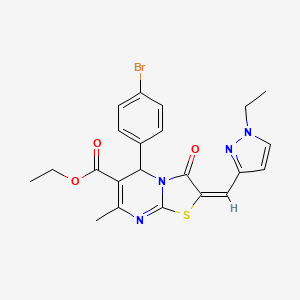 molecular formula C22H21BrN4O3S B10964717 ethyl (2E)-5-(4-bromophenyl)-2-[(1-ethyl-1H-pyrazol-3-yl)methylidene]-7-methyl-3-oxo-2,3-dihydro-5H-[1,3]thiazolo[3,2-a]pyrimidine-6-carboxylate 