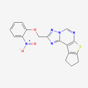 molecular formula C17H13N5O3S B10964771 2-[(2-nitrophenoxy)methyl]-9,10-dihydro-8H-cyclopenta[4,5]thieno[3,2-e][1,2,4]triazolo[1,5-c]pyrimidine 