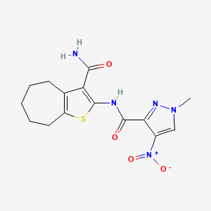 N-(3-carbamoyl-5,6,7,8-tetrahydro-4H-cyclohepta[b]thiophen-2-yl)-1-methyl-4-nitro-1H-pyrazole-3-carboxamide