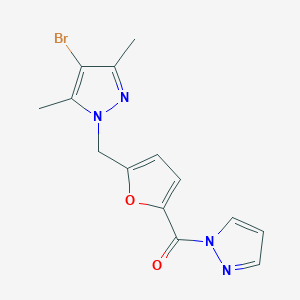 molecular formula C14H13BrN4O2 B10964824 4-bromo-3,5-dimethyl-1-{[5-(1H-pyrazol-1-ylcarbonyl)-2-furyl]methyl}-1H-pyrazole 