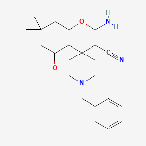 2-Amino-1'-benzyl-7,7-dimethyl-5-oxo-5,6,7,8-tetrahydrospiro[chromene-4,4'-piperidine]-3-carbonitrile