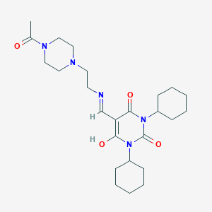 molecular formula C25H39N5O4 B10964938 5-({[2-(4-acetylpiperazin-1-yl)ethyl]amino}methylidene)-1,3-dicyclohexylpyrimidine-2,4,6(1H,3H,5H)-trione 