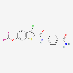 N-(4-carbamoylphenyl)-3-chloro-6-(difluoromethoxy)-1-benzothiophene-2-carboxamide