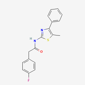 molecular formula C18H15FN2OS B10964957 2-(4-fluorophenyl)-N-(5-methyl-4-phenyl-1,3-thiazol-2-yl)acetamide 