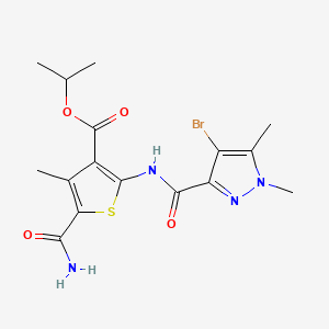 propan-2-yl 2-{[(4-bromo-1,5-dimethyl-1H-pyrazol-3-yl)carbonyl]amino}-5-carbamoyl-4-methylthiophene-3-carboxylate