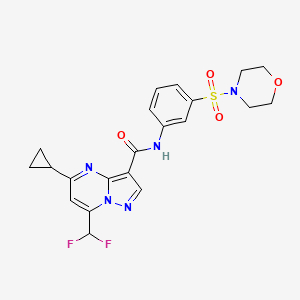 molecular formula C21H21F2N5O4S B10965002 5-cyclopropyl-7-(difluoromethyl)-N-[3-(morpholin-4-ylsulfonyl)phenyl]pyrazolo[1,5-a]pyrimidine-3-carboxamide 