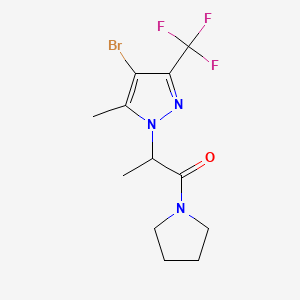 molecular formula C12H15BrF3N3O B10965030 2-[4-bromo-5-methyl-3-(trifluoromethyl)-1H-pyrazol-1-yl]-1-(pyrrolidin-1-yl)propan-1-one 