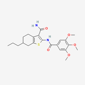 molecular formula C22H28N2O5S B10965036 6-Propyl-2-[(3,4,5-trimethoxybenzoyl)amino]-4,5,6,7-tetrahydro-1-benzothiophene-3-carboxamide 