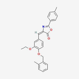 molecular formula C27H25NO4 B10965089 (4E)-4-{3-ethoxy-4-[(2-methylbenzyl)oxy]benzylidene}-2-(4-methylphenyl)-1,3-oxazol-5(4H)-one 