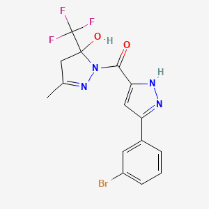 [5-(3-bromophenyl)-1H-pyrazol-3-yl][5-hydroxy-3-methyl-5-(trifluoromethyl)-4,5-dihydro-1H-pyrazol-1-yl]methanone