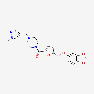 molecular formula C22H24N4O5 B10965143 {5-[(1,3-benzodioxol-5-yloxy)methyl]furan-2-yl}{4-[(1-methyl-1H-pyrazol-4-yl)methyl]piperazin-1-yl}methanone 