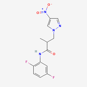 molecular formula C13H12F2N4O3 B10965148 N-(2,5-difluorophenyl)-2-methyl-3-(4-nitro-1H-pyrazol-1-yl)propanamide 