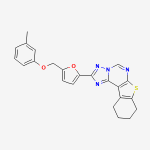 molecular formula C23H20N4O2S B10965156 2-{5-[(3-Methylphenoxy)methyl]-2-furyl}-8,9,10,11-tetrahydro[1]benzothieno[3,2-E][1,2,4]triazolo[1,5-C]pyrimidine 