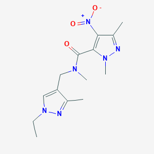 molecular formula C14H20N6O3 B10965191 N-[(1-ethyl-3-methyl-1H-pyrazol-4-yl)methyl]-N,1,3-trimethyl-4-nitro-1H-pyrazole-5-carboxamide 