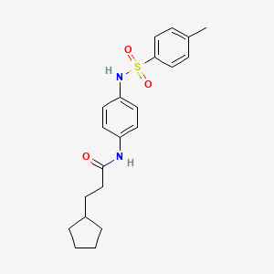 molecular formula C21H26N2O3S B10965234 3-cyclopentyl-N-(4-{[(4-methylphenyl)sulfonyl]amino}phenyl)propanamide 