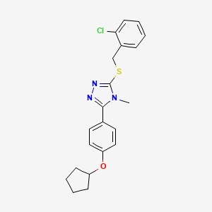 molecular formula C21H22ClN3OS B10965237 3-[(2-chlorobenzyl)sulfanyl]-5-[4-(cyclopentyloxy)phenyl]-4-methyl-4H-1,2,4-triazole 