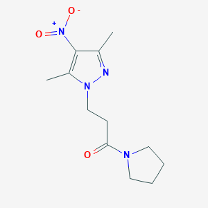 molecular formula C12H18N4O3 B10965279 3-(3,5-dimethyl-4-nitro-1H-pyrazol-1-yl)-1-(pyrrolidin-1-yl)propan-1-one 