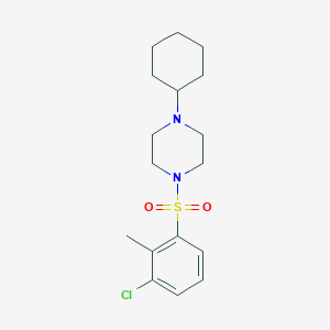 molecular formula C17H25ClN2O2S B10965298 1-[(3-Chloro-2-methylphenyl)sulfonyl]-4-cyclohexylpiperazine 