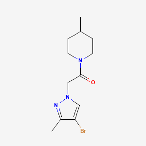 molecular formula C12H18BrN3O B10965308 2-(4-bromo-3-methyl-1H-pyrazol-1-yl)-1-(4-methylpiperidin-1-yl)ethanone 