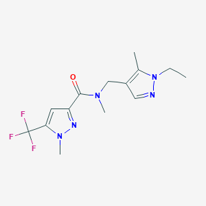 molecular formula C14H18F3N5O B10965410 N-[(1-ethyl-5-methyl-1H-pyrazol-4-yl)methyl]-N,1-dimethyl-5-(trifluoromethyl)-1H-pyrazole-3-carboxamide 