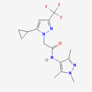 2-[5-cyclopropyl-3-(trifluoromethyl)-1H-pyrazol-1-yl]-N-(1,3,5-trimethyl-1H-pyrazol-4-yl)acetamide