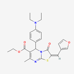 ethyl (2E)-5-[4-(diethylamino)phenyl]-2-(furan-3-ylmethylidene)-7-methyl-3-oxo-2,3-dihydro-5H-[1,3]thiazolo[3,2-a]pyrimidine-6-carboxylate