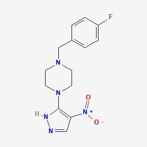 molecular formula C14H16FN5O2 B10965540 1-(4-fluorobenzyl)-4-(4-nitro-1H-pyrazol-5-yl)piperazine 