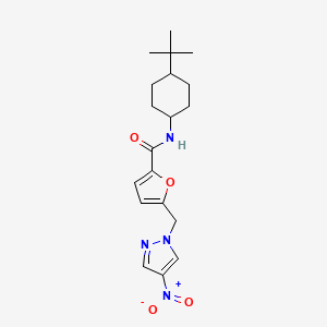 molecular formula C19H26N4O4 B10965541 N-(4-tert-butylcyclohexyl)-5-[(4-nitro-1H-pyrazol-1-yl)methyl]furan-2-carboxamide 