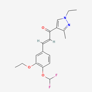 molecular formula C18H20F2N2O3 B10965546 (2E)-3-[4-(difluoromethoxy)-3-ethoxyphenyl]-1-(1-ethyl-3-methyl-1H-pyrazol-4-yl)prop-2-en-1-one 