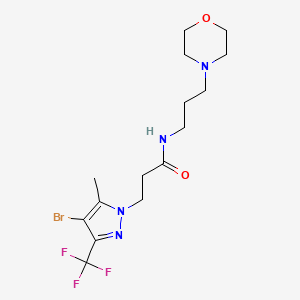 molecular formula C15H22BrF3N4O2 B10965570 3-[4-bromo-5-methyl-3-(trifluoromethyl)-1H-pyrazol-1-yl]-N-[3-(morpholin-4-yl)propyl]propanamide 