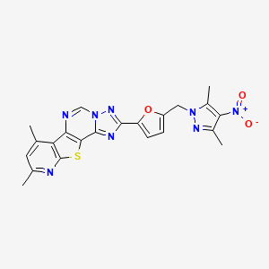 4-[5-[(3,5-dimethyl-4-nitropyrazol-1-yl)methyl]furan-2-yl]-11,13-dimethyl-16-thia-3,5,6,8,14-pentazatetracyclo[7.7.0.02,6.010,15]hexadeca-1(9),2,4,7,10(15),11,13-heptaene