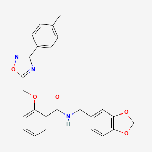 molecular formula C25H21N3O5 B10965677 N-(1,3-benzodioxol-5-ylmethyl)-2-{[3-(4-methylphenyl)-1,2,4-oxadiazol-5-yl]methoxy}benzamide 