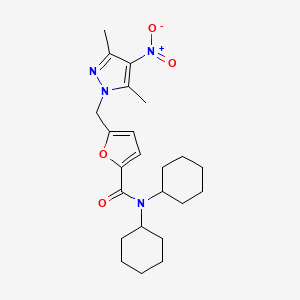 N,N-dicyclohexyl-5-[(3,5-dimethyl-4-nitro-1H-pyrazol-1-yl)methyl]furan-2-carboxamide