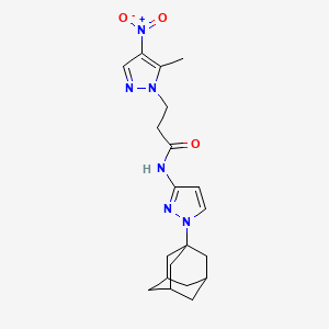 molecular formula C20H26N6O3 B10965703 N-[1-(1-Adamantyl)-1H-pyrazol-3-YL]-3-(5-methyl-4-nitro-1H-pyrazol-1-YL)propanamide 