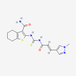 molecular formula C17H19N5O2S2 B10965933 2-({[(2E)-3-(1-methyl-1H-pyrazol-4-yl)prop-2-enoyl]carbamothioyl}amino)-4,5,6,7-tetrahydro-1-benzothiophene-3-carboxamide 