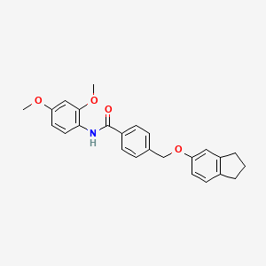 4-[(2,3-dihydro-1H-inden-5-yloxy)methyl]-N-(2,4-dimethoxyphenyl)benzamide