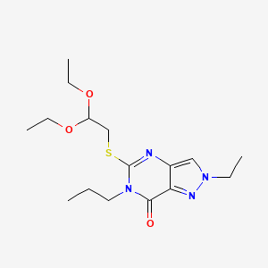 molecular formula C16H26N4O3S B10965979 5-[(2,2-diethoxyethyl)sulfanyl]-2-ethyl-6-propyl-2,6-dihydro-7H-pyrazolo[4,3-d]pyrimidin-7-one 