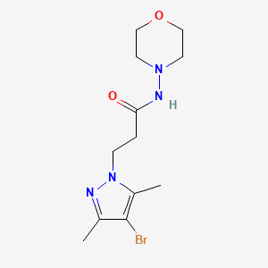 molecular formula C12H19BrN4O2 B10966019 3-(4-bromo-3,5-dimethyl-1H-pyrazol-1-yl)-N-(morpholin-4-yl)propanamide 