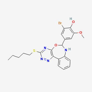 2-Bromo-6-methoxy-4-[3-(pentylsulfanyl)-6,7-dihydro[1,2,4]triazino[5,6-d][3,1]benzoxazepin-6-yl]phenol