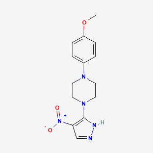 molecular formula C14H17N5O3 B10966050 1-(4-methoxyphenyl)-4-(4-nitro-1H-pyrazol-5-yl)piperazine 