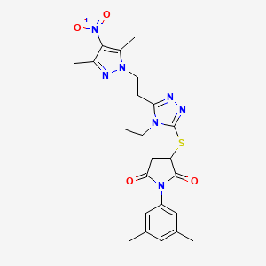 3-({5-[2-(3,5-dimethyl-4-nitro-1H-pyrazol-1-yl)ethyl]-4-ethyl-4H-1,2,4-triazol-3-yl}sulfanyl)-1-(3,5-dimethylphenyl)pyrrolidine-2,5-dione