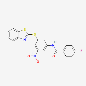 N-[3-(1,3-benzothiazol-2-ylsulfanyl)-5-nitrophenyl]-4-fluorobenzamide