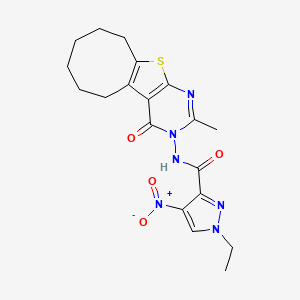 1-Ethyl-N-[2-methyl-4-oxo-5,6,7,8,9,10-hexahydrocycloocta[4,5]thieno[2,3-D]pyrimidin-3(4H)-YL]-4-nitro-1H-pyrazole-3-carboxamide