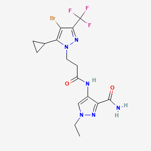 molecular formula C16H18BrF3N6O2 B10966208 4-({3-[4-bromo-5-cyclopropyl-3-(trifluoromethyl)-1H-pyrazol-1-yl]propanoyl}amino)-1-ethyl-1H-pyrazole-3-carboxamide 