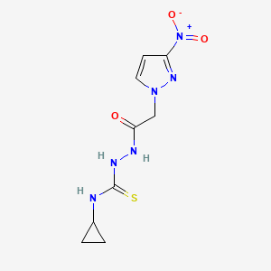 molecular formula C9H12N6O3S B10966268 N-cyclopropyl-2-[(3-nitro-1H-pyrazol-1-yl)acetyl]hydrazinecarbothioamide 