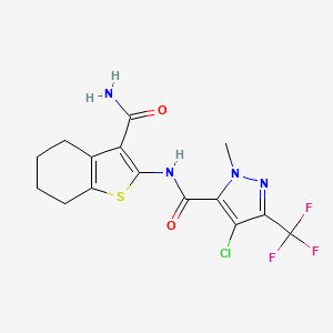 N-(3-carbamoyl-4,5,6,7-tetrahydro-1-benzothiophen-2-yl)-4-chloro-1-methyl-3-(trifluoromethyl)-1H-pyrazole-5-carboxamide