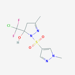 molecular formula C9H11ClF2N4O3S B10966359 5-[chloro(difluoro)methyl]-3-methyl-1-[(1-methyl-1H-pyrazol-4-yl)sulfonyl]-4,5-dihydro-1H-pyrazol-5-ol 