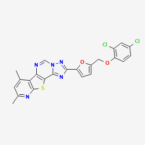 4-[5-[(2,4-dichlorophenoxy)methyl]furan-2-yl]-11,13-dimethyl-16-thia-3,5,6,8,14-pentazatetracyclo[7.7.0.02,6.010,15]hexadeca-1(9),2,4,7,10(15),11,13-heptaene